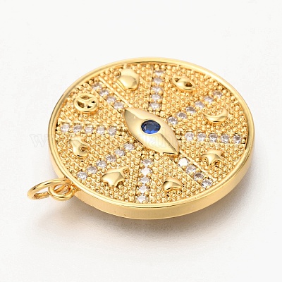 Подвески из латуни с прозрачным микропейвом и синим фианитом ZIRC-O036-09G-1