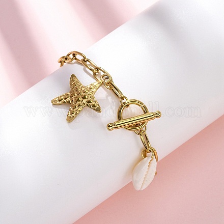 Браслеты с подвесками из нержавеющей стали 304 BJEW-L708-03G-1