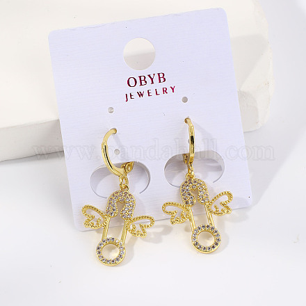 Геометрические крылья ангела латунные прозрачные кубические цирконии брошь серьги-кольца WX6066-5-1