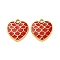 304 Stainless Steel Enamel Pendants, Ion Plating(IP), Real 18K Gold Plated, Heart, Red, 17x15.5x2.5mm, Hole: 1.6mm