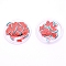 PVC Plastic with Resin Cabochons, DIY for Bobby pin Accessories, Flat Round with Fruit, Red, 26.5x3.5mm