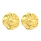 Ion Plating(IP) 304 Stainless Steel Texture Flat Round Stud Earrings, Real 18K Gold Plated, 23x23mm