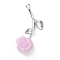 Alloy Resin Pendants, Rose, Pink, 45x31x12mm, Hole: 2mm