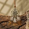 Ethnic Style Alloy & Wood Woven Web/Net with Feather Big Pendant Faux Suede Cord Necklaces for Women, Antique Bronze, Star, 15.75 inch(40cm), pendant: 90x40mm