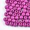Natural Wood Beads, Dyed, Round, Magenta, 14x13mm, Hole: 3.5~4.5mm, about 680pcs/500g