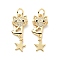Eco-friendly Brass Micro Pave Clear Cubic Zirconia Pendants, with Jump Ring, Cadmium Free & Lead Free, Cat with Star, Real 18K Gold Plated, 23x9.5mm, Hole: 3.2mm