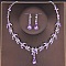Teardrop Alloy Rhinestone Pendant Necklaces & Stud Dangle Earrings Sets, Platinum, Violet, 450mm