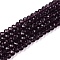 Glass Beads Strands, Faceted, Rondelle, Purple, 3.5~3.8x3mm, Hole: 0.4mm, about 105~110pcs/strand, 29~31cm