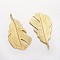 Feather Alloy Pendants, Golden, 48x26x2mm, Hole: 2mm