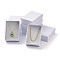Cardboard Necklaces Boxes, with Sponge inside, Rectangle, White, 9x6.5x2.8cm