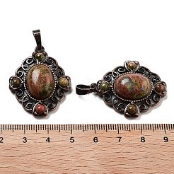 Подвески из натурального унакита с ромбами&nbsp;G-K363-02R-15