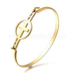 Женские браслеты с плоскими круглыми звеньями из нержавеющей стали 201&nbsp;LS-BJEW-R014-01G-03