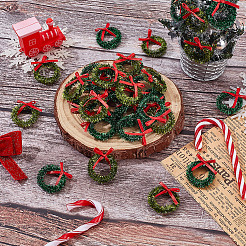 24 шт. 2-х цветный полиэстер с железным миниатюрным рождественским венком&nbsp;DOLL-GO0001-09