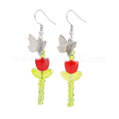 5 пара серег-подвесок в виде цветка и бабочки ручной работы&nbsp;EJEW-JE06624