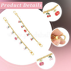 2 шт. 2 стиля сплав эмаль вишневый шарм латунная сумка декоративные цепочки&nbsp;HJEW-SC0002-62