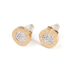 Плоские круглые серьги-гвоздики из нержавеющей стали 304&nbsp;EJEW-H175-02G-01