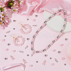 Наборы для изготовления браслетов из сплава своими руками на тему розовой ленты для осведомленности о раке груди&nbsp;DIY-PH0031-87