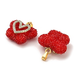 Подвеска в форме бабочки из смолы и стразов в форме сердца&nbsp;KK-C037-15G