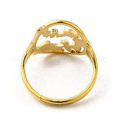 Ионное покрытие (ip) 304 нержавеющая сталь летучая мышь регулируемое кольцо для женщин&nbsp;RJEW-B027-04G