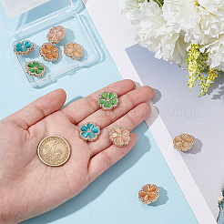 10 шт. 5-цветные пуговицы с тремя отверстиями из сплава со стразами на ножке&nbsp;BUTT-GO0001-05