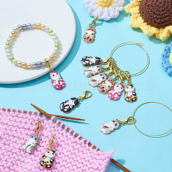 12 шт. 6-х цветные эмалевые подвески-маркеры для фиксации стежков из сплава кошек&nbsp;HJEW-HY00105