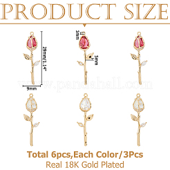 6 шт. 2 цвета латунные подвески с микропаве и кубическим цирконием&nbsp;KK-HS0015-17