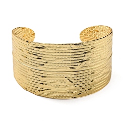 Латунные широкие браслеты-манжеты с покрытием стойки&nbsp;BJEW-D057-04G