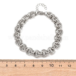 Браслеты из витых звеньев с двойным кольцом из нержавеющей стали 304 для женщин&nbsp;BJEW-G780-06P-02
