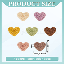 56 шт. двухцветные нашивки из полиэстеровой ткани с вышивкой в виде сердца&nbsp;DIY-MA0006-84