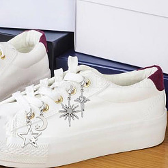 12 шт. 4 стиля подвески для обуви из сплава в виде звезды и луны&nbsp;HJEW-DR00213