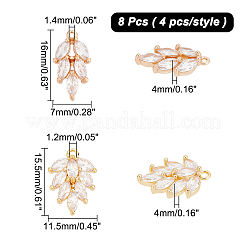 8шт 2 стиля латунные микропаве прозрачные подвески с кубическим цирконием&nbsp;ZIRC-AR0001-18