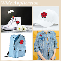 28 шт. нашивки из полиэстера с компьютерной вышивкой в виде розы&nbsp;PATC-WH0003-52