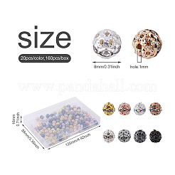 160 шт. 8-х цветные бусины из сплава со стразами&nbsp;FIND-CW0001-11