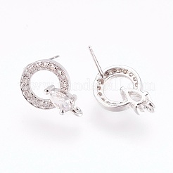 Латунные серьги-гвоздики из циркония&nbsp;X-KK-F753-09P-RS