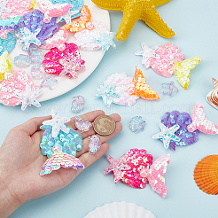 40 шт. 10 стиля светящихся прозрачных кабошонов из смолы с пайетками&nbsp;RESI-GA0001-42