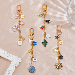 4 шт. 4 стиля кактус бант солнце бабочка подвеска латунные скрепки цепи удлинители для сумок цепи&nbsp;HJEW-HS00069