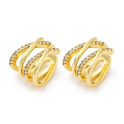 Серьги-каффы из латуни с микропаве из прозрачного кубического циркония&nbsp;EJEW-H147-08G
