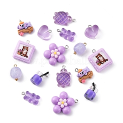 16шт 8 стиля непрозрачные подвески из смолы&nbsp;RESI-FP0001-30