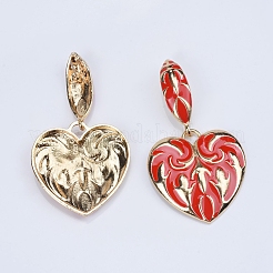 Серьги-гвоздики с эмалевым сплавом в форме сердца&nbsp;FS-WGEB77F-02