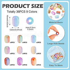 36 шт. 9-х цветные трехцветные европейские бусины из смолы&nbsp;RESI-TA0004-41