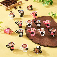 16 шт. 4-х цветная смоляная модель кофейных украшений&nbsp;AJEW-TA0002-79