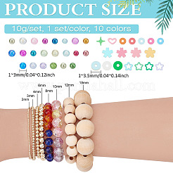 10 набор 10-х цветных стеклянных мини-бусин для нейл-арта&nbsp;GLAA-PH0004-30