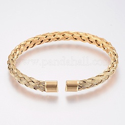 Ионное покрытие (ip) 304 нержавеющая сталь браслеты-манжеты браслеты с крутящим моментом&nbsp;BJEW-H570-27G