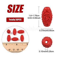 30 шт. резные бусины из киновари&nbsp;CARL-YW0001-01