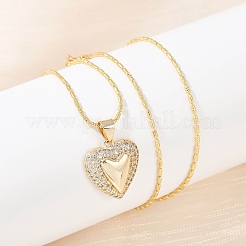 Ожерелья с подвесками в форме сердца из латуни с прозрачным фианитом и прозрачным фианитом&nbsp;NJEW-Q040-02G