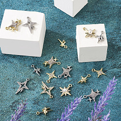 18шт 9 стиля латунные микропаве прозрачные подвески с кубическим цирконием&nbsp;KK-TA0001-10