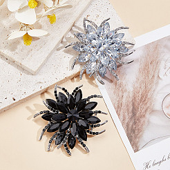 2 шт. 2-цветные булавки для лацкана из цветочного сплава со стразами для свадебной вечеринки JEWB-DR0001-07B