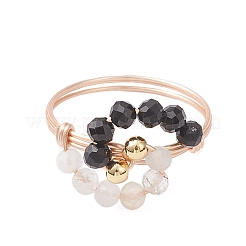 3 шт. 3 стильных кольца с натуральными драгоценными камнями&nbsp;RJEW-TA00228