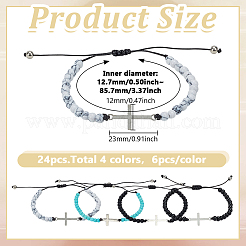 24 шт. браслеты из нержавеющей стали 4 цветов с перекрестными связями&nbsp;BJEW-GO0001-31