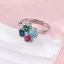 Вращающиеся манжеты из латуни с микропаве из кубического циркония для женщин&nbsp;RJEW-M099-01P